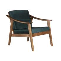 Poltrona Decorativa em Madeira e Veludo Verde Cercatto