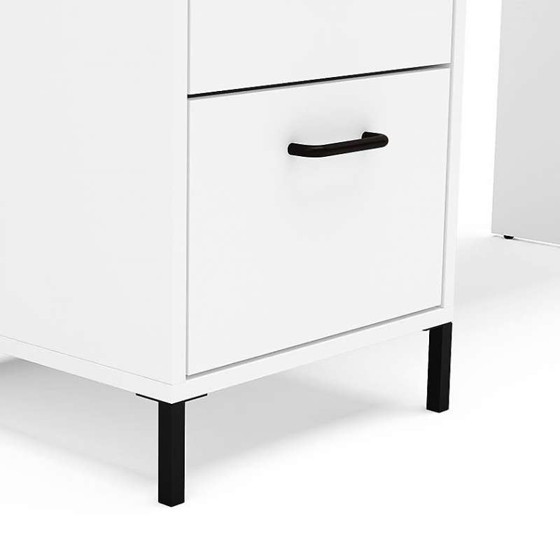 Mesa com 3 gavetas Santa Mônica Branca Politorno - Branco