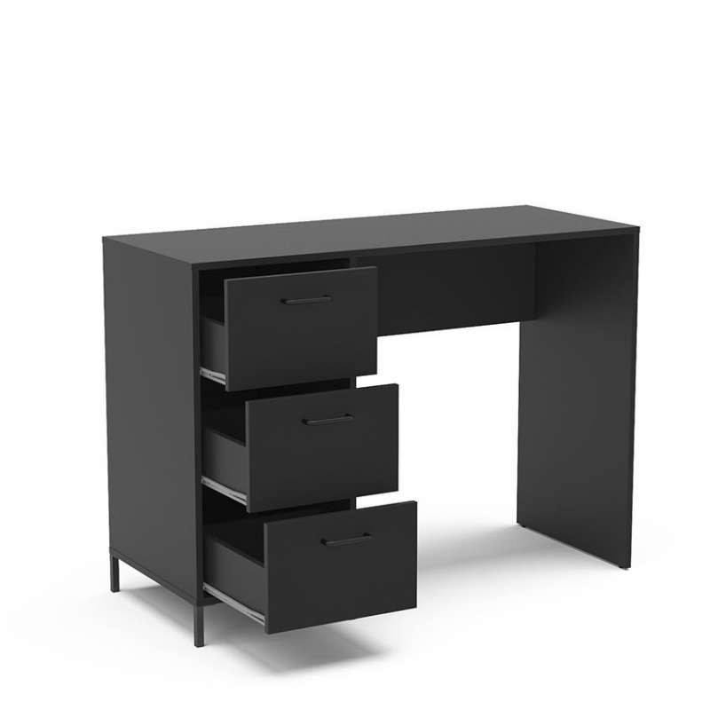 Mesa com 3 gavetas Santa Mônica Preta Politorno - Preto