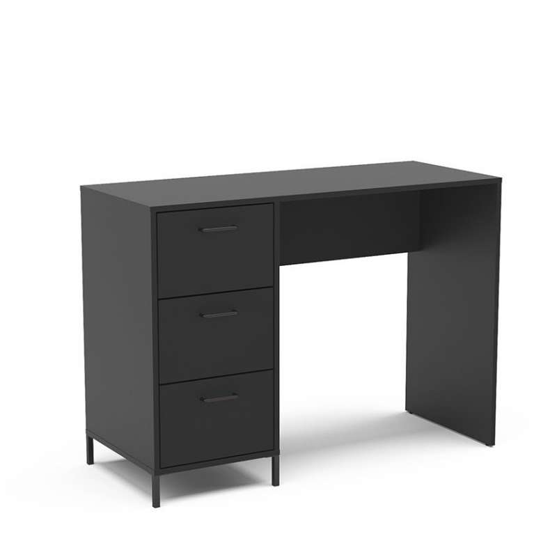 Mesa com 3 gavetas Santa Mônica Preta Politorno - Preto