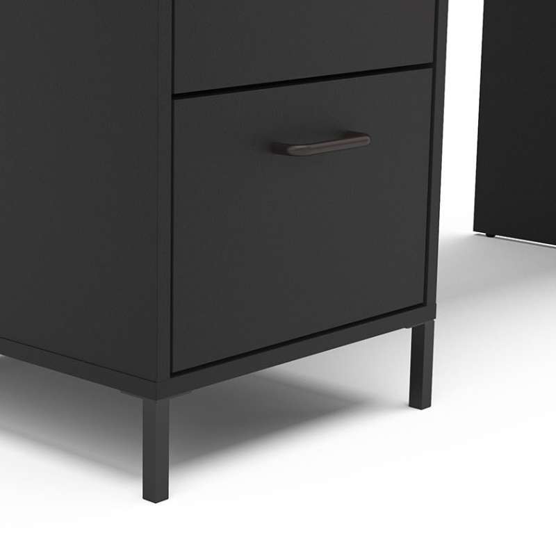 Mesa com 3 gavetas Santa Mônica Preta Politorno - Preto
