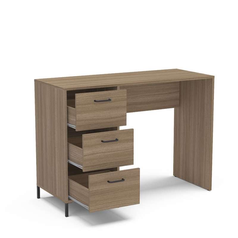 Mesa com 3 gavetas Santa Mônica Castanho Politorno - Castanho