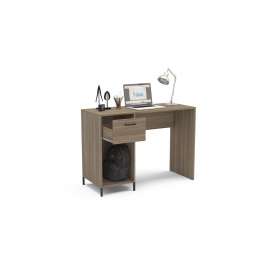 Mesa de escritório com 1 nicho e 1 gaveta Santa Mônica Castanho Politorno - Castanho