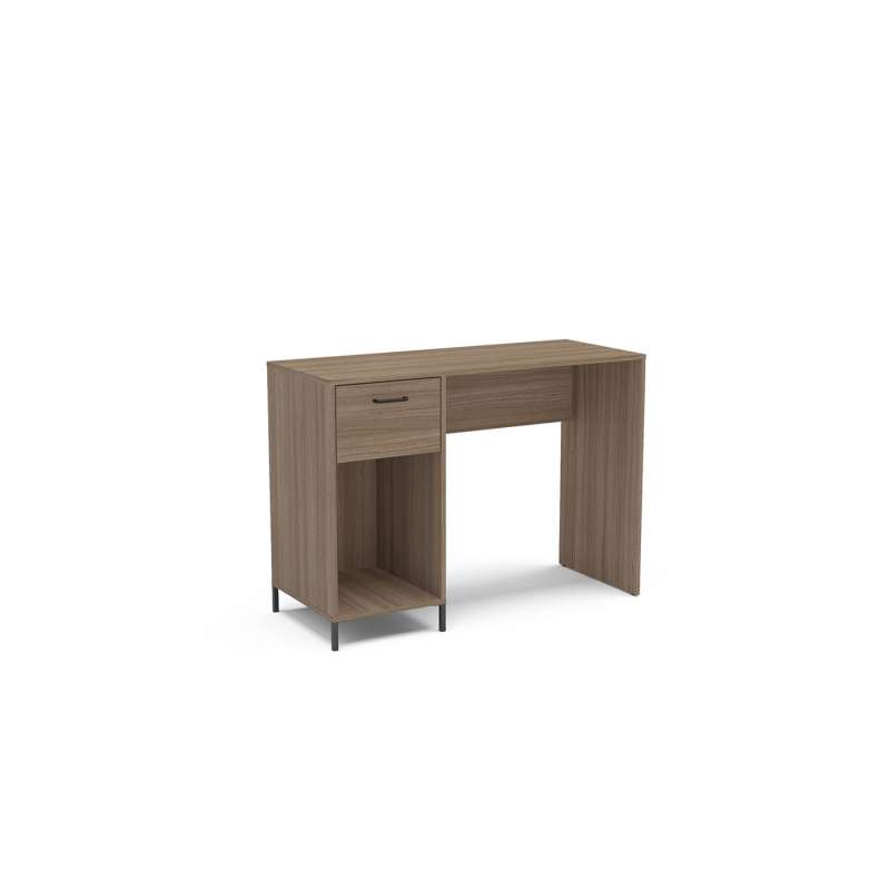 Mesa de escritório com 1 nicho e 1 gaveta Santa Mônica Castanho Politorno - Castanho