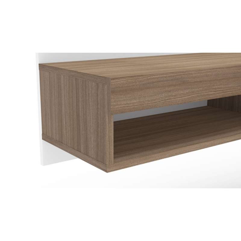 Painel de TV com Estante Fraiburgo Branco/Castanho Politorno - Branco - Castanho