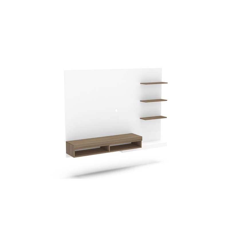 Painel de TV com Estante Fraiburgo Branco/Castanho Politorno - Branco - Castanho