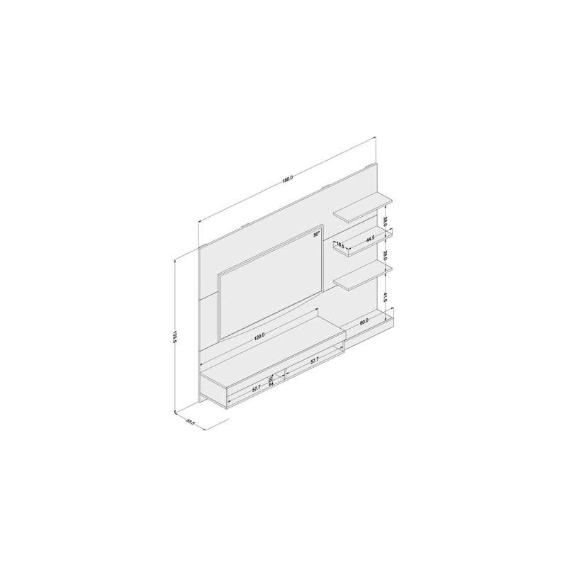 Painel de TV com Estante Fraiburgo Branco/Castanho Politorno - Branco - Castanho