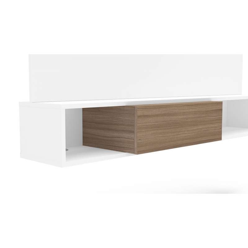 Painel de TV com Rack Andradina Branco e Castanho Politorno - Branco - Castanho