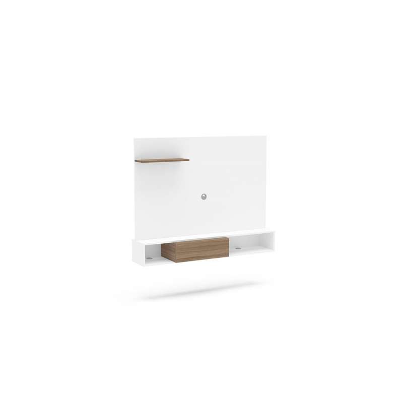 Painel de TV com Rack Andradina Branco e Castanho Politorno - Branco - Castanho