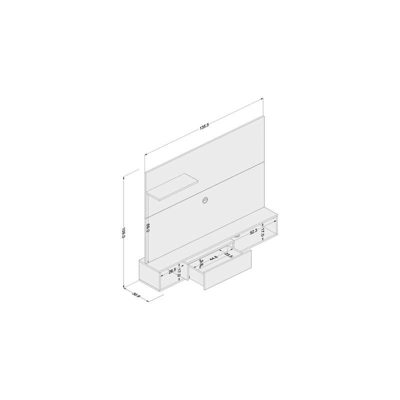 Painel de TV com Rack Andradina Branco e Castanho Politorno - Branco - Castanho