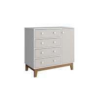 Cômoda Retrô 4 Gavetas 1 Porta Branco e Nude Completa Móveis Cômoda Retrô 4 Gavetas 1 Porta Branco e Nude Completa Móveis