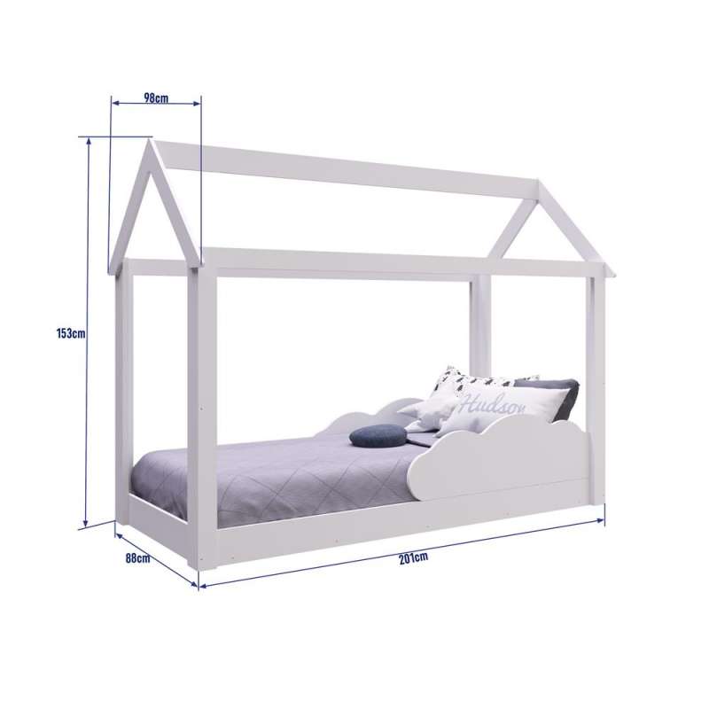 Cama Casinha Montessoriana Infantil Branca com Nuvem - Branco