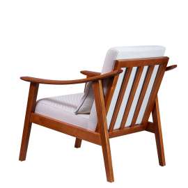 Poltrona Decorativa em Madeira e Linho Branco Cercatto - Linho