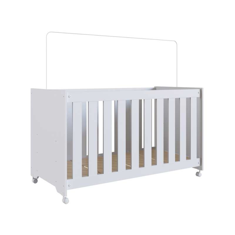Berço Branco com Rodízios Aconchego Completa Móveis - Branco