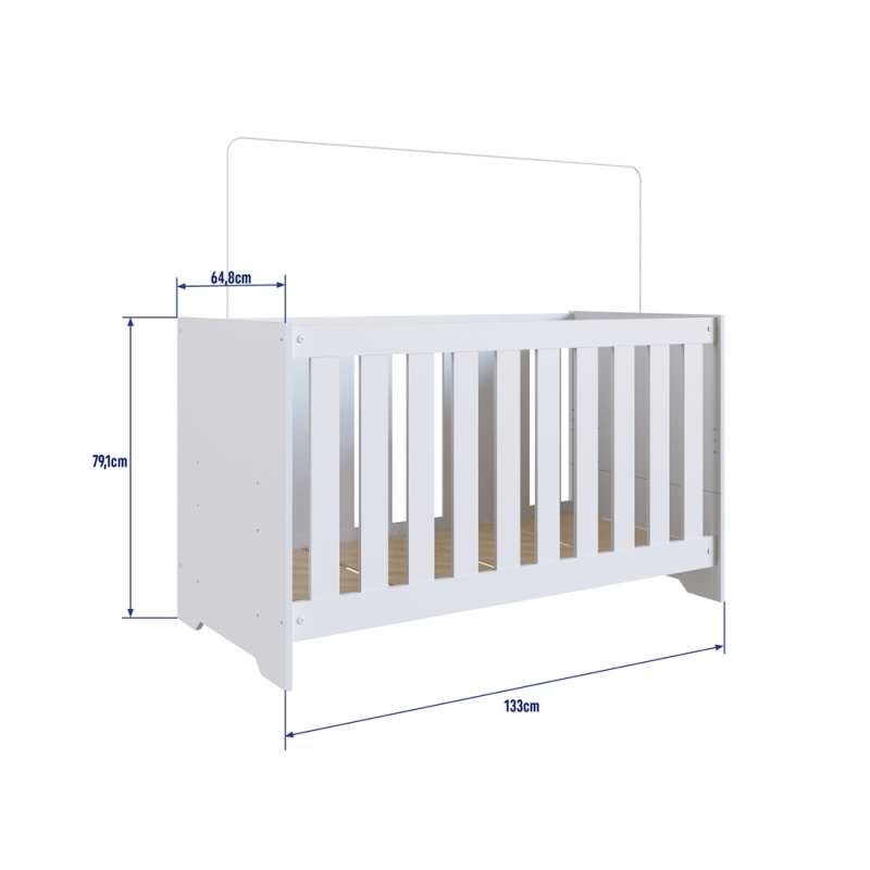 Quarto Infantil com 2 Berços e Cômoda Brancos Aconchego Completa Móveis  - Branco 