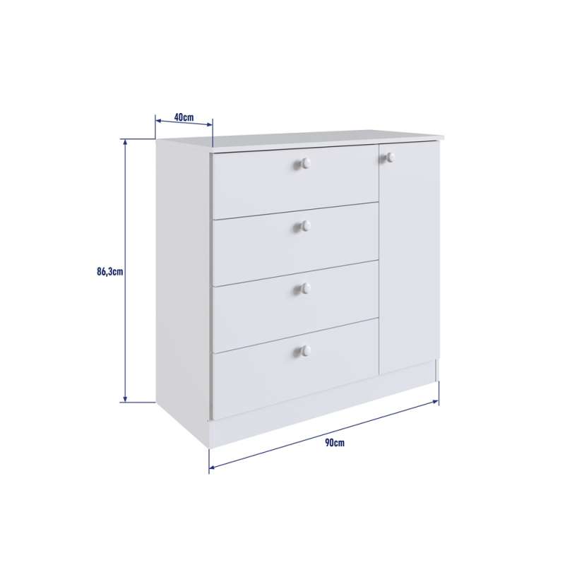Quarto Infantil com 2 Berços e Cômoda Brancos Aconchego Completa Móveis  - Branco 