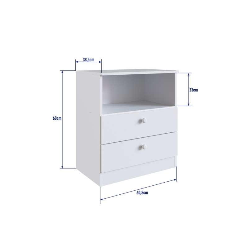 Cômoda Branca 2 Gavetas com Nicho Aconchego Completa Móveis - Branco