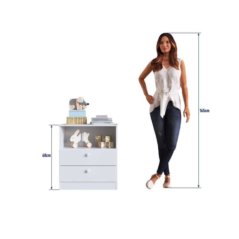 Cômoda Branca 2 Gavetas com Nicho Aconchego Completa Móveis - Branco