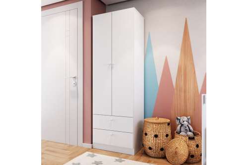 Guarda Roupas Infantil Pequeno Branco Aconchego Completa Móveis