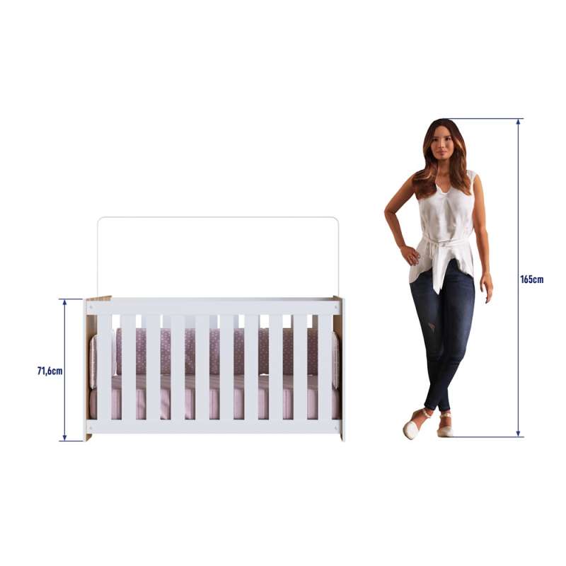 Berço Marrom com Branco com Colchão Aconchego Completa Móveis - Nogal Manchester com Branco 