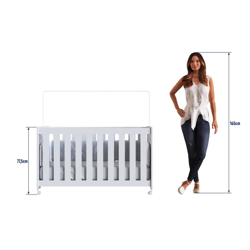 Berço com Colchão e Rodizíos Branco Aconchego Completa Móveis - Branco 