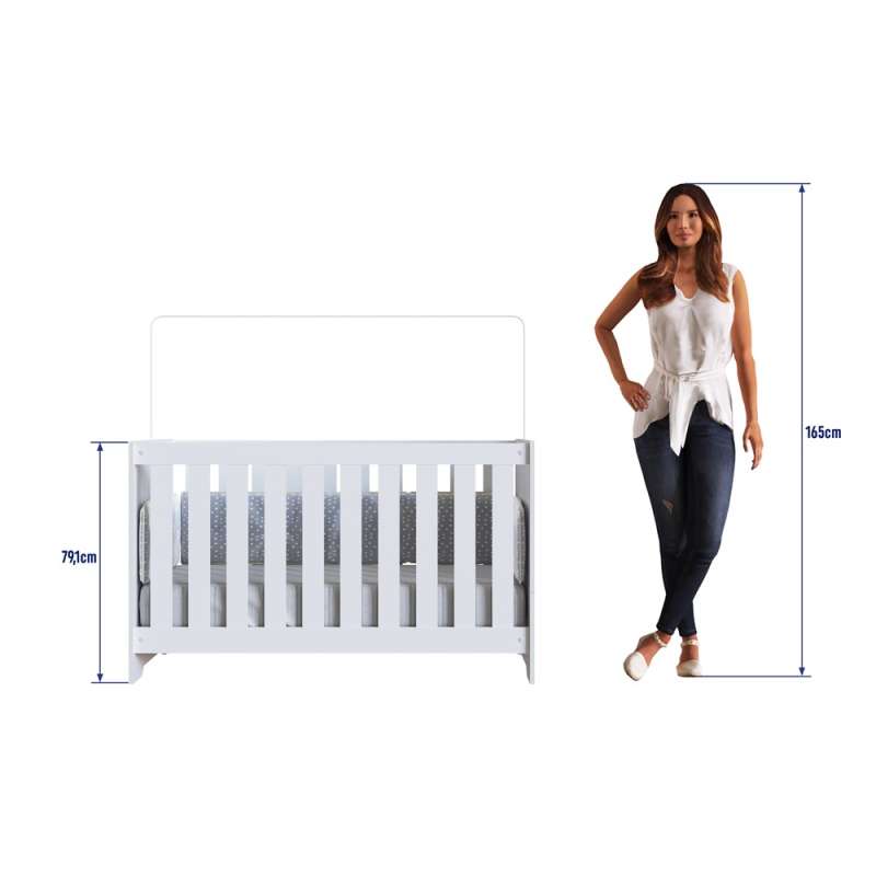 Berço 3 em 1 Branco com Colchão Aconchego Completa Móveis - Branco