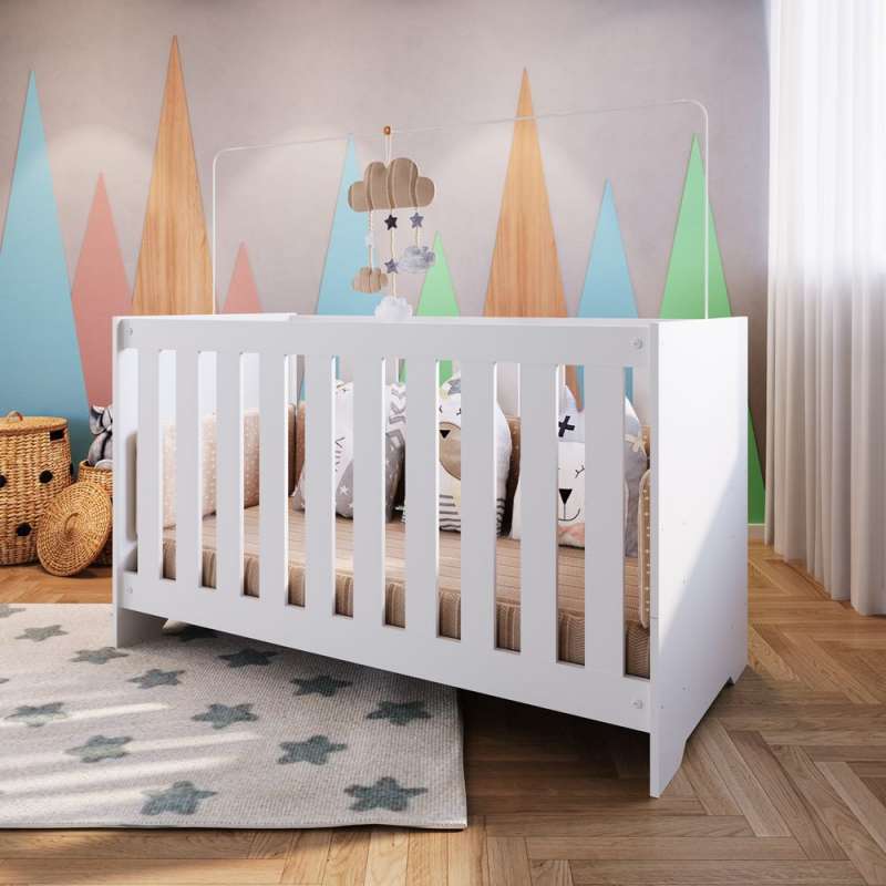 Berço 3 em 1 Branco com Colchão Aconchego Completa Móveis - Branco