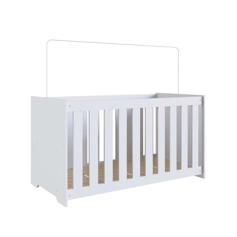 Quarto Infantil com Berço Colchão e Guarda Roupa Branco Aconchego Completa Móveis - Branco