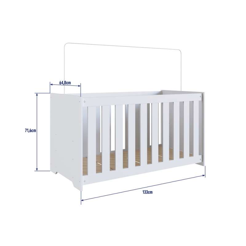 Quarto Infantil com Berço Colchão e Guarda Roupa Branco Aconchego Completa Móveis - Branco