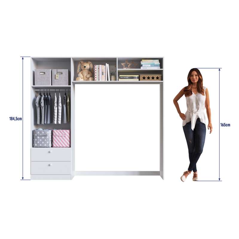 Quarto Infantil com Berço Colchão e Guarda Roupa Branco Aconchego Completa Móveis - Branco