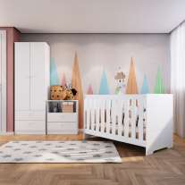 Quarto Infantil Completo Aconchego LA034 Branco Completa Móveis Quarto Infantil Completo Aconchego LA034 Branco Completa Móveis