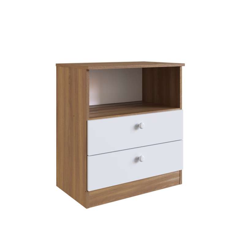 Quarto Infantil Completo Aconchego LA034 Marrom e Branco Completa Móveis - Nogal Manchester e Branco