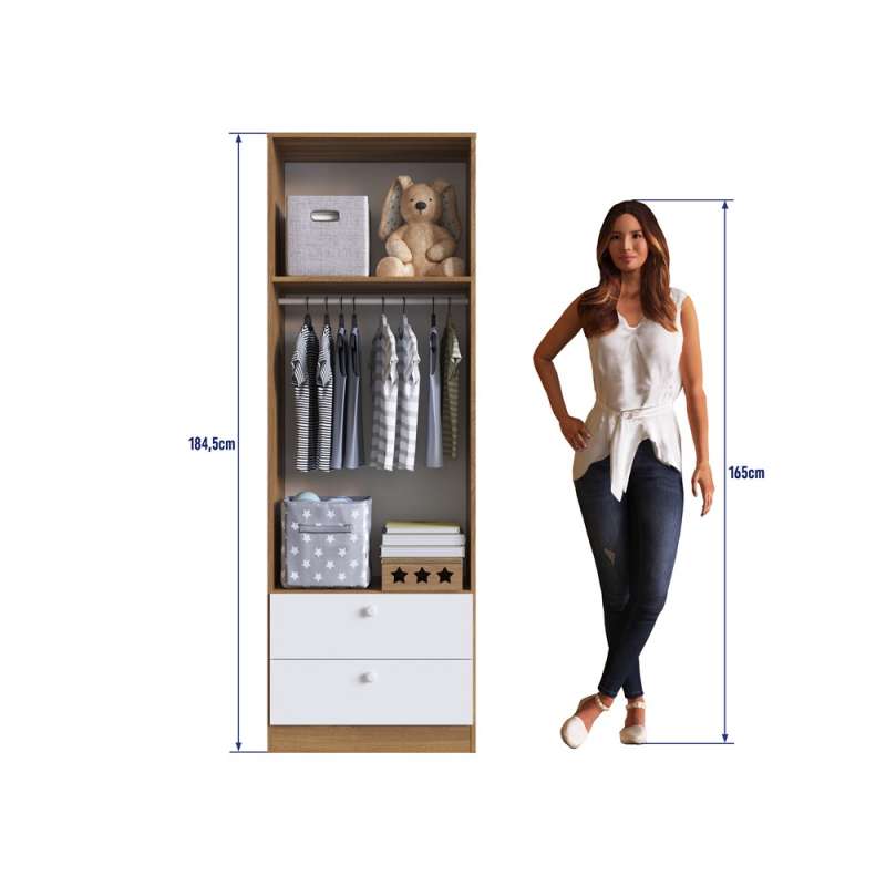 Quarto Infantil Completo Aconchego LA034 Marrom e Branco Completa Móveis - Nogal Manchester e Branco