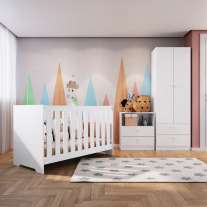 Quarto Infantil Completo Aconchego LA035 Branco Completa Móveis Quarto Infantil Completo Aconchego LA035 Branco Completa Móveis