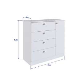Cômoda 4 Gavetas e 1 Porta Branca Aconchego Completa Móveis	 - Branco