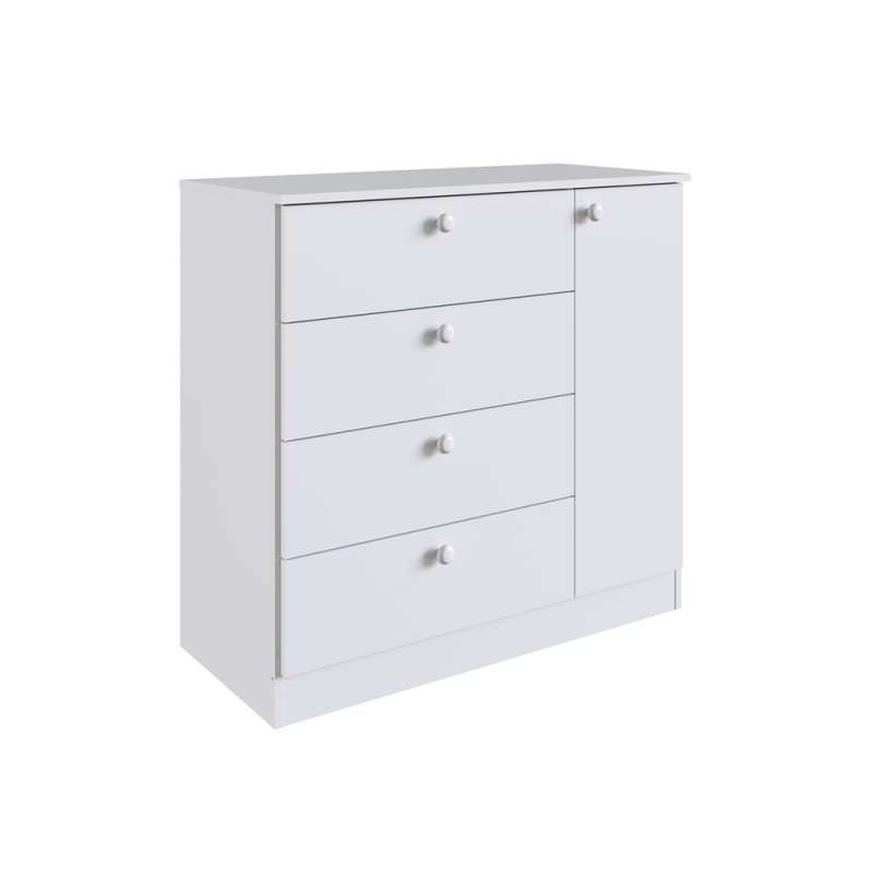 Cômoda 4 Gavetas e 1 Porta Branca Aconchego Completa Móveis	 - Branco