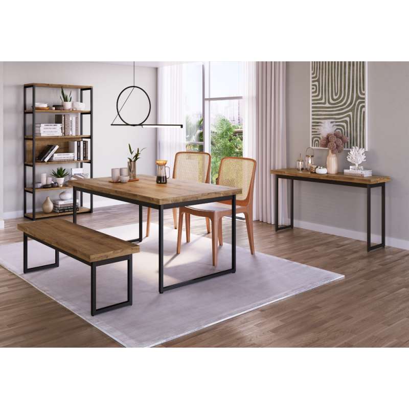 Mesa Tubular 8 lugares Oxford 180cm WoodMel com Preto - Wood Mel