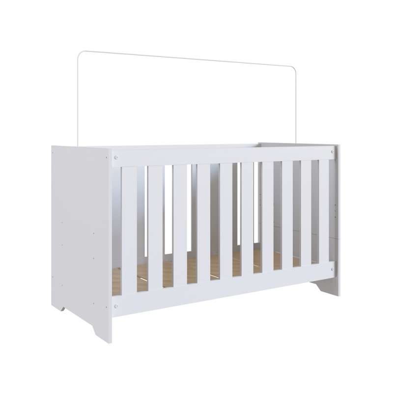 Quarto Infantil com Berço, Cômoda e Roupeiro Brancos Aconchego Completa Móveis  - Branco 