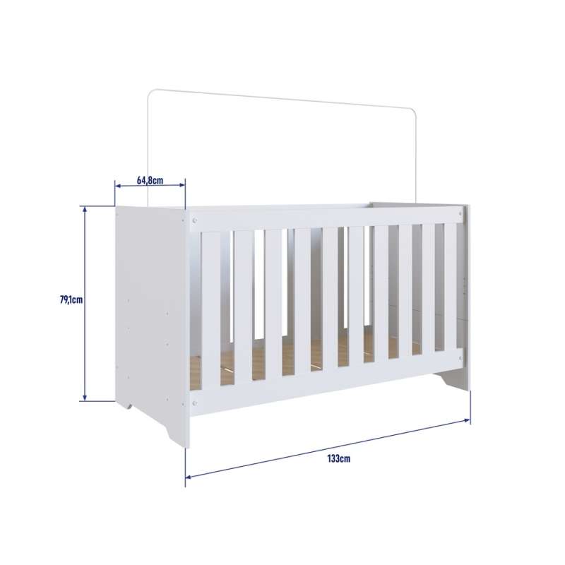 Quarto Infantil com Berço, Cômoda e Roupeiro Brancos Aconchego Completa Móveis  - Branco 