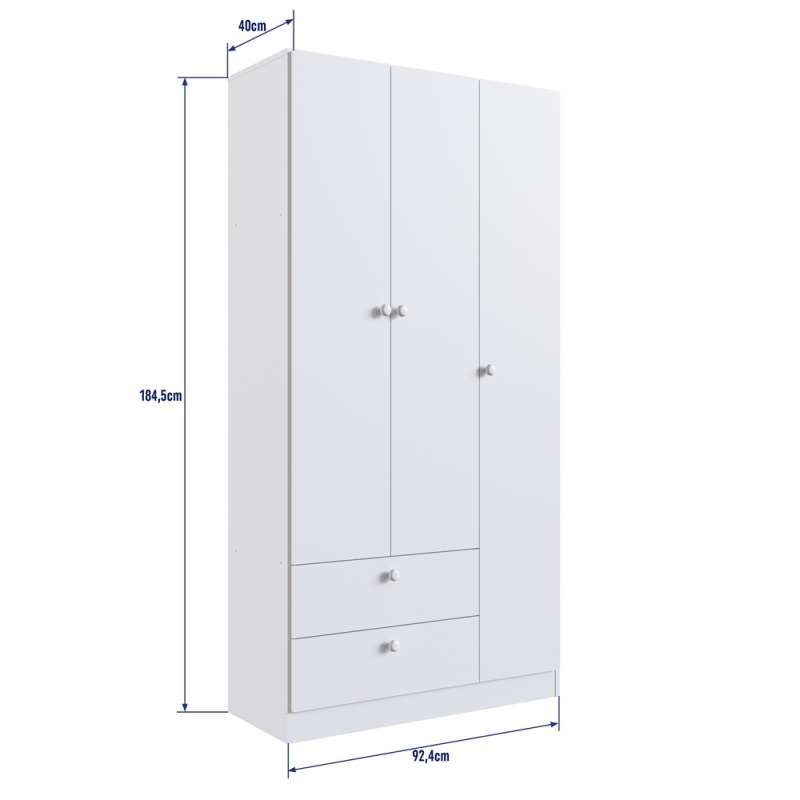 Quarto Infantil com Berço, Cômoda e Roupeiro Brancos Aconchego Completa Móveis  - Branco 