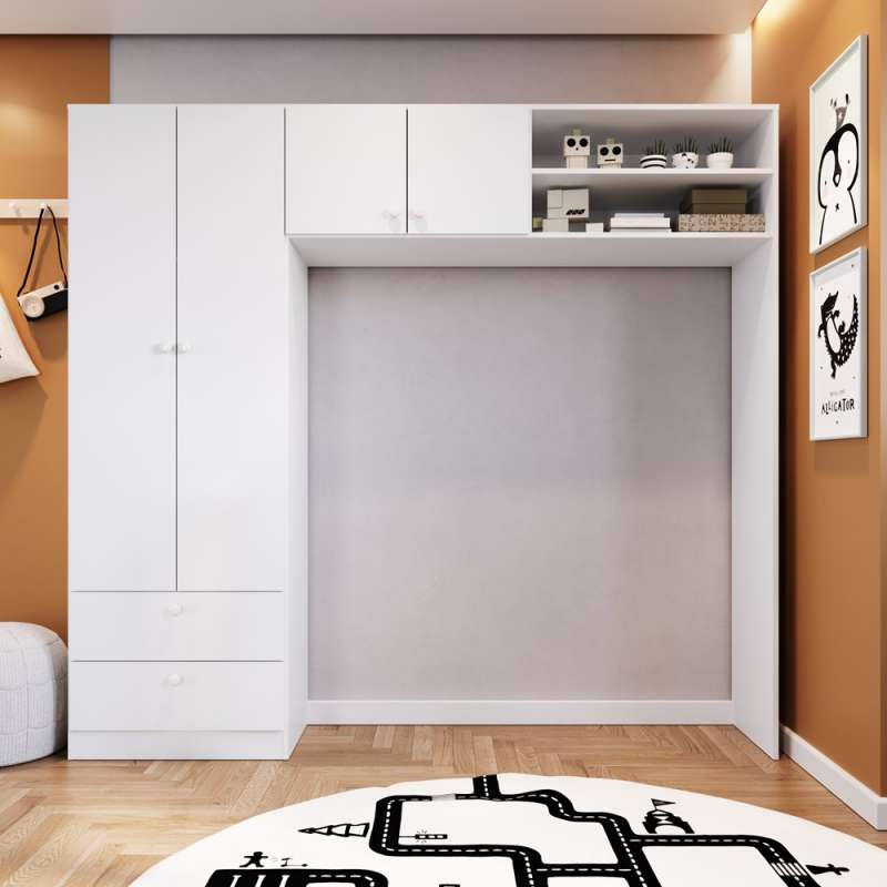 Quarto Infantil com Berço 3 em 1, Cômoda e Roupeiro 3P Branco Aconchego Completa Móveis - Branco