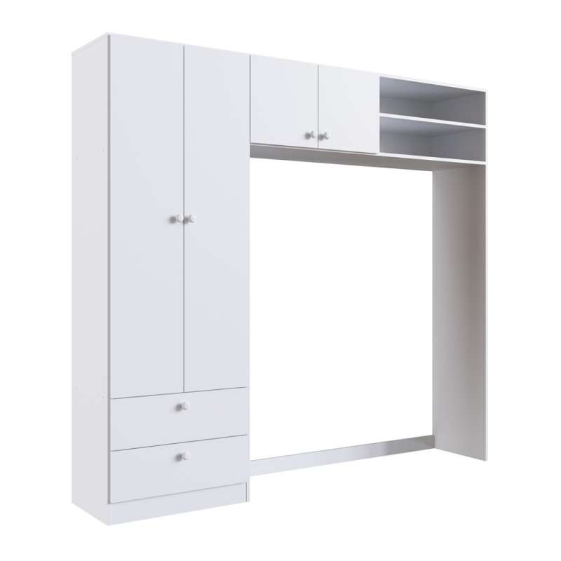 Quarto Infantil com Berço 3 em 1, Cômoda e Roupeiro 3P Branco Aconchego Completa Móveis - Branco