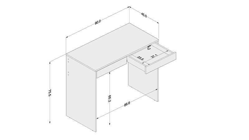 Mesa de escritório Tijuca 90cm 2 gavetas Preto/Cinza - Preto/Cinza