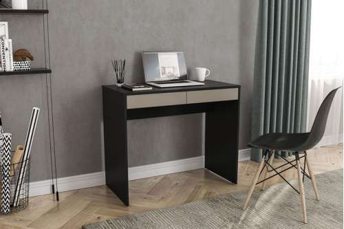 Mesa de escritório Tijuca 90cm 2 gavetas Preto/Cinza