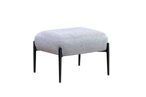 Puff Decorativo Cinza com Pés Preto Fosco Cercatto