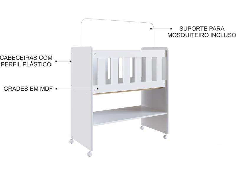 Mini Berço Branco com Colchão Completa Móveis - Branco