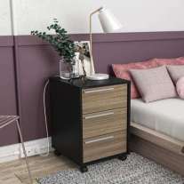 Gaveteiro Maia 3 Gavetas Preto/Castanho Politorno