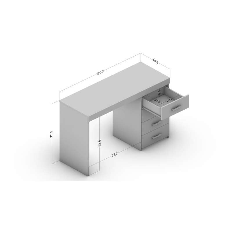 Mesa com 4 Gavetas Malta Branco/Castanho Politorno - Branco/Castanho