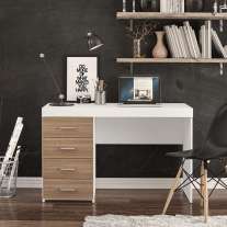 Mesa com 4 Gavetas Malta Branco/Castanho Politorno Mesa com 4 Gavetas Malta Branco/Castanho Politorno