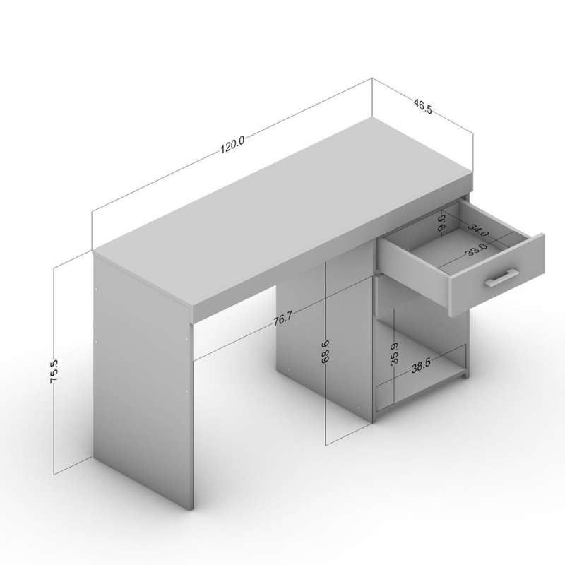 Mesa de escritório Malta 2 gavetas Branco/Castanho Politorno - Branco/Castanho